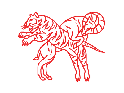 Crossfit Cheongna - Tiger & Ram animal fierce flag gym illustration logo ram tiger zodiac