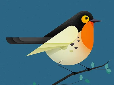 The bird stood on the tree animal bird cute illustration leaves pet stand tree