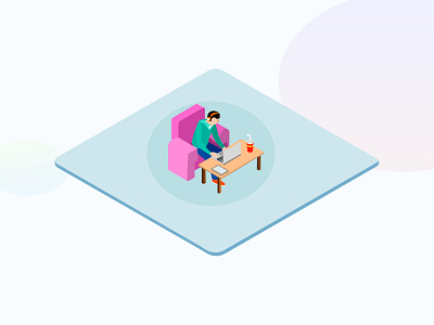 Working with Laptop - Isometric illustration isometric laptop man sketchapp