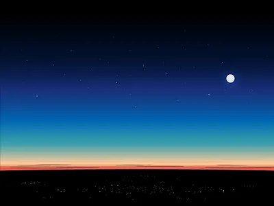 Sunset citylights flight gradient horizon landscape moon night stars sunset wallpaper