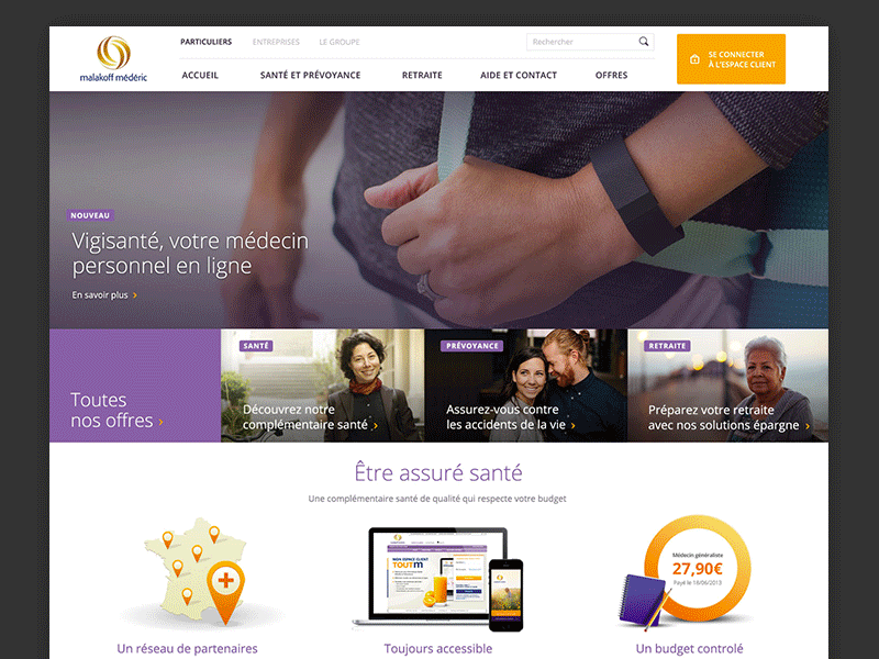 Malakoff Médéric individuals offers UI insurance interface ui
