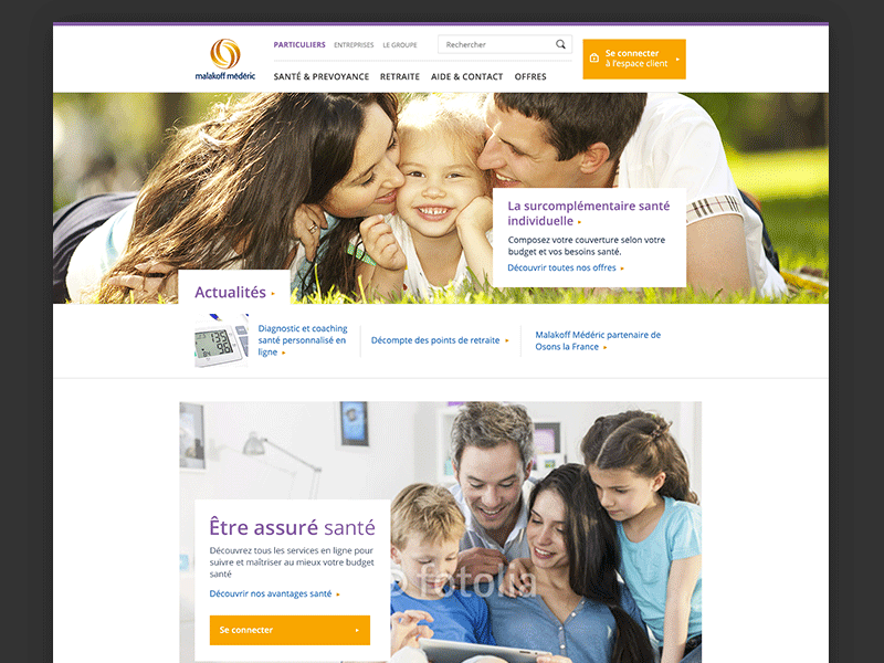 Malakoff Médéric individuals offers UI 2 insurance interface ui