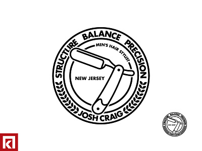 Josh Craig - Men's Hair Stylist badge icon logo thick lines
