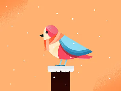 Cute Bird art bird color design illustration snow texture tree