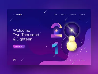 Welcome 2018 2018 gradient landing page new year ui user interface web web design website welcome