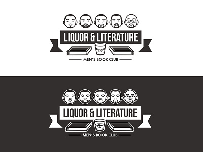 Men's book club logo design book branding club desing hobby logo man vector wiskey