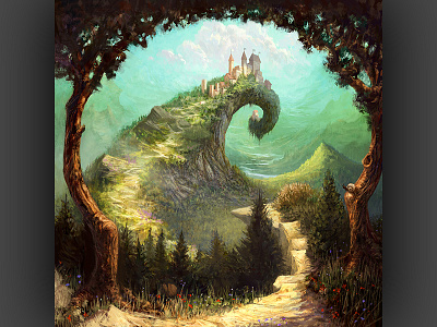 Curvedmountain Small digital environment fantasy illustration paint