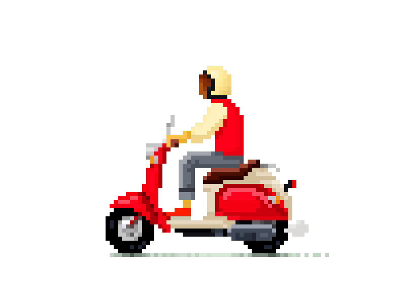 Me and my scooter digital motorbike oldschool oldstyle pixelart retro rider scooter sketch vino yamaha