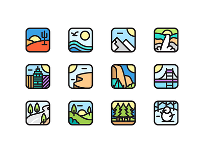 Environment Icons app icon city desert environment hill icon jungle mountain nature