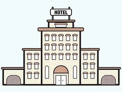 Hotel colours flat fun hotel illustration line point simple