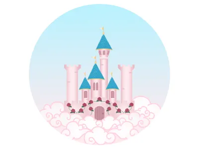 Palace clouds enchanted icons palace pink princess village