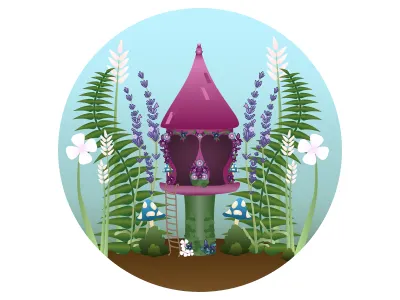 Fairy enchanted fairy flowers green house lavender magic pink