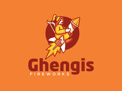 Ghengis Fireworks creative design fireworks launch logo new year rocket scredeck vector warrior