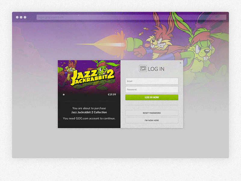 GOG.com Widget login screen drm free ecommerce gog gog widget gog.com gog.com widget login login screen widget