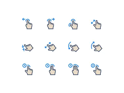 Gestures click drag finger gesture hand pinch swipe thumb
