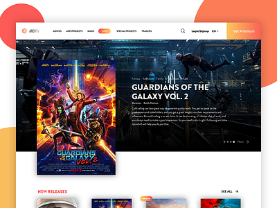 ArevTv Website cinema clean interface layout movie principle tv typography ui ux website