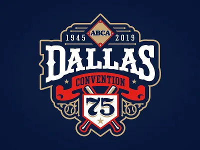 ABCA Dallas 2019 75 baseball bat convention custom design diamond event illustration plate ribbon typography