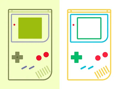Green & Colored gameboy gaming illustration lineart nintendo vector vectors