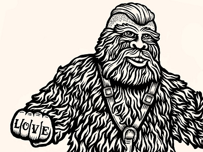 Funky Sasquatch aka Doug Furr big foot furry hipster illustration mohawk sasquatch