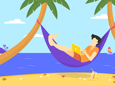 Vacation but work. beach illustration beachside summer vacation vacay work