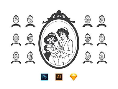 Disney Characters aladdin beauty cinderella donald john lady mickey peter pan simba snow white tarzan wendy