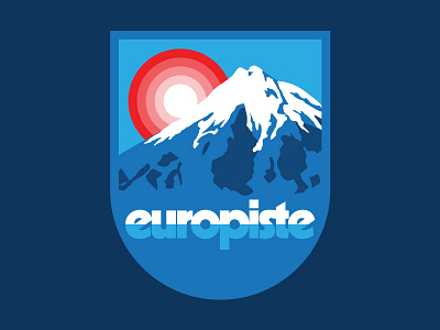 EuroPiste Mountain Badge adventure badge design hiking icon illustration logo nature outdoors skiing