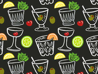 Party Pattern alcohol cocktail cocktails illustration retro vintage