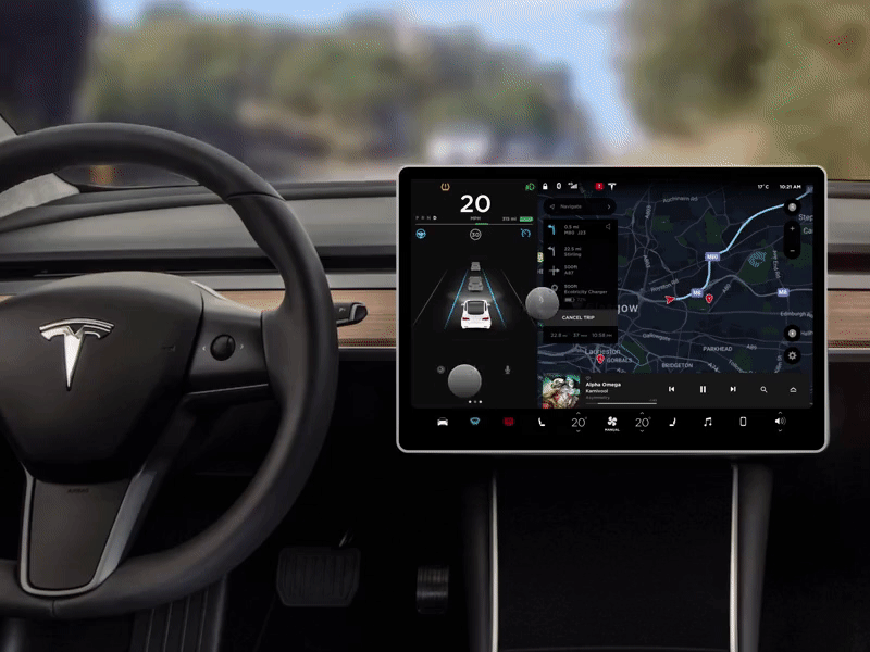 Volume Gesture Tesla Model 3 audio prototyping framer interaction design model 3 tesla ui ux volume gesture
