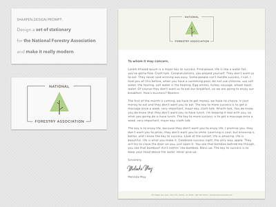 UI Challenge 001 - Set of Stationary branding daily ui daily ui challenge design challenge design prompt forestry letterhead logo logo design sharpen.design stationary tree