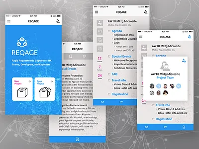 REQAGE - Rapid Requirements Capture App design mobile app product development prototyping software platform ux