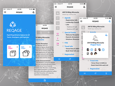 REQAGE - Rapid Requirements Capture App design mobile app product development prototyping software platform ux