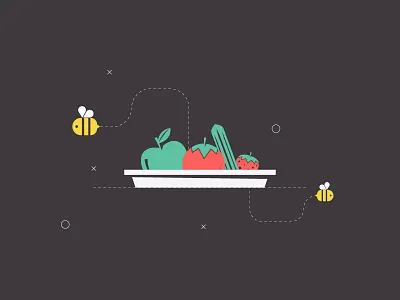 Fruits apple artwork bee black design fruits illustration illustrator style tree vector yellow