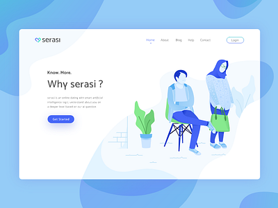 Serasi Landing Page couple dating desktop illustration landing page vector web