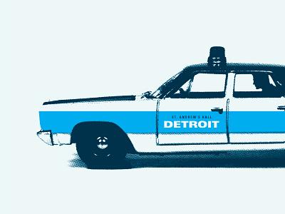 WIP Gig Poster blue car cop detroit grit halftone navy police wheresthedamndriver woop woop