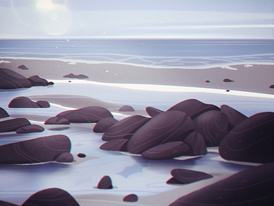 Tidepools beach design graphic illustration landscape nature ocean painting photoshop rocks