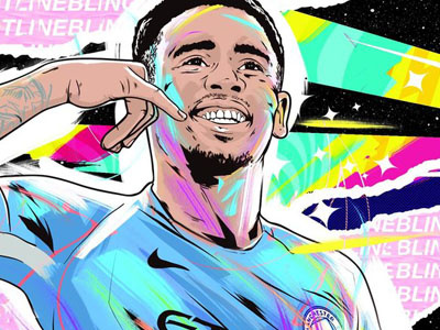 Gabriel Jesus football illustration soccer vector