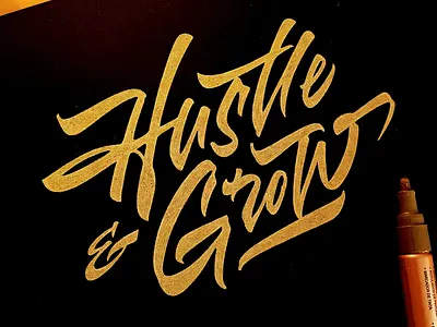 Hustle And Grow brand calligraphy customtype grow hustle lettering logo logotype sketch type typography