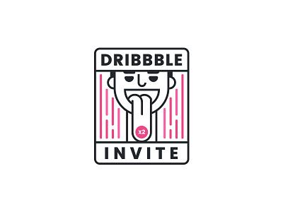 Dribbble Invite 2x badge ball basketball draft dribbble game giveaway invitation invite line ticket vector