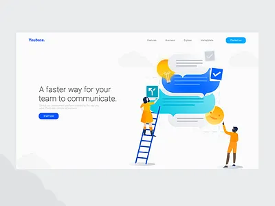 Youbase Landing Page animation code designers developers devs illustration landing page site website