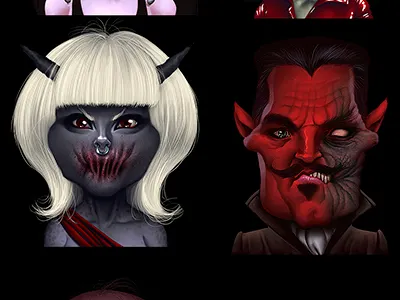 Demon avatars for game art avatar caricature demon devil fantasy game mascot painting portrait