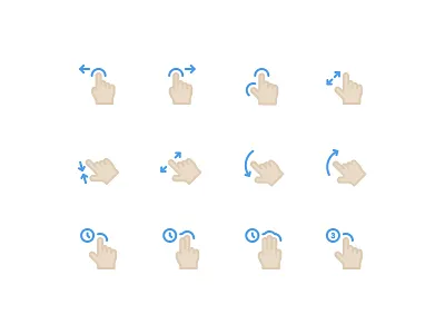 Gestures click drag finger gesture hand pinch swipe thumb