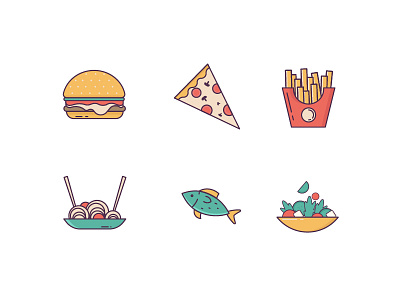 Food icons_set 1 fast fish food icons pizza set