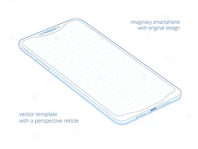 Draft imaginary phone 3d blueprint cell phone draft gadget grid isometric mobile phone mock up perspective smartphone template