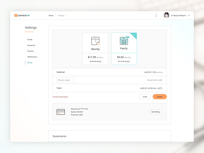 Connectme - Settings connectme dashboard health healthshare patient settings