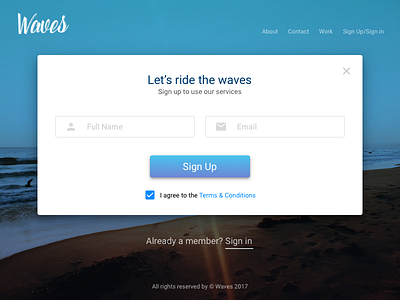 Daily UI - #001 Sign Up dailyui minimal modal signup sketch waves