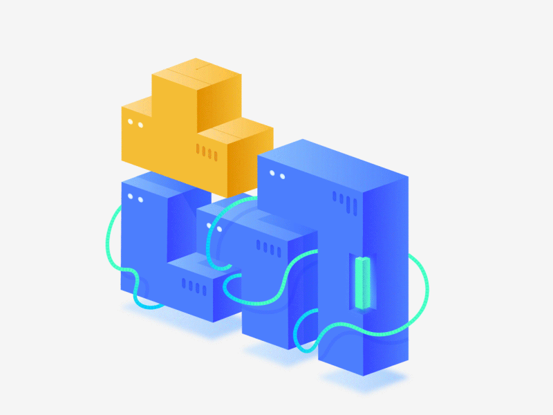 Floating Tetris floating hosting illustration isometric server tetris wordpress