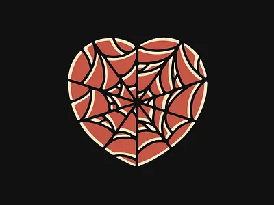 Bolderlines Apparel | Caught in a Web apparel design heart illustration love spiderweb tattoo traditional tattoo web