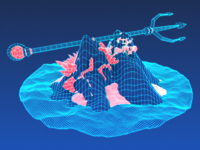 I Was Drowned Washed Up And Left For Dead 3d c4d hologram low poly ocean poseidon render trident