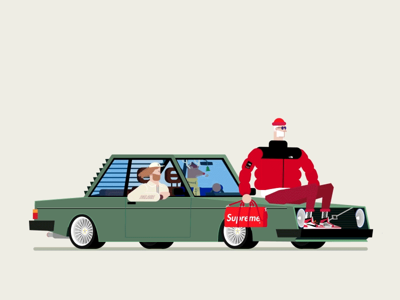 HypeBeast Santa ae animation bag car christmas deer fashion fireworks holiday hype jesus loop new year present rudolph santa sneakers tree