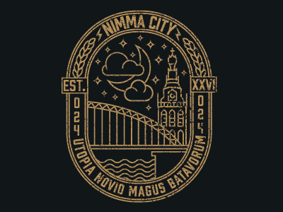 Nijmegen city emblem design bridge church city crest line logo monoline netherlands nijmegen